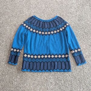 Knit Sweater Size Large Blue And Tan